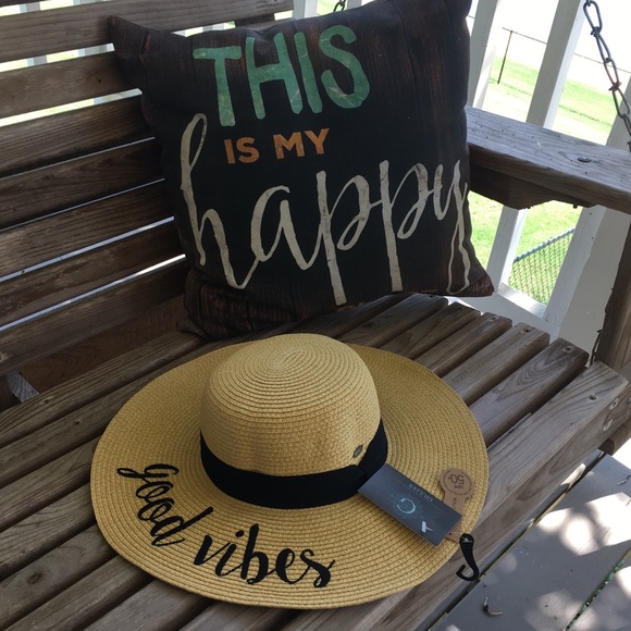 NWT Good Vibes Embroidered Big Floppy Beach Hat - Picture 7 of 7